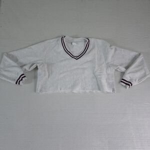 Women's Small Champion Reverse Weave V Neck Cropped Sweatshirt